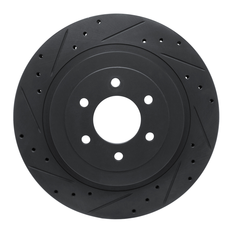 Dodge Viper Brake Rotor (1) - Rear Left - R1 Concepts - Drilled & Slotted - Black - `92-`02